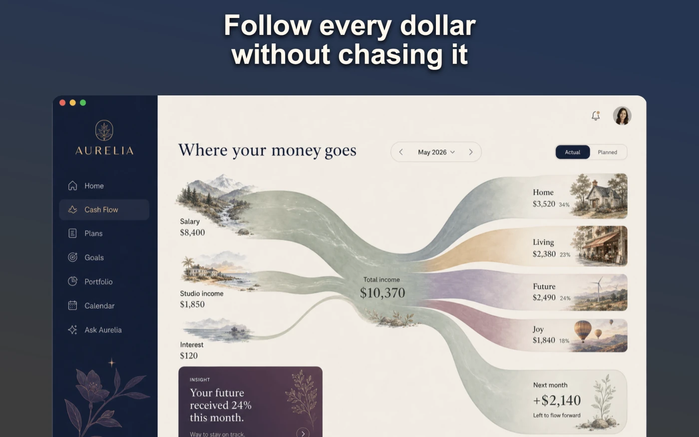 Aurelia cash flow app store screen