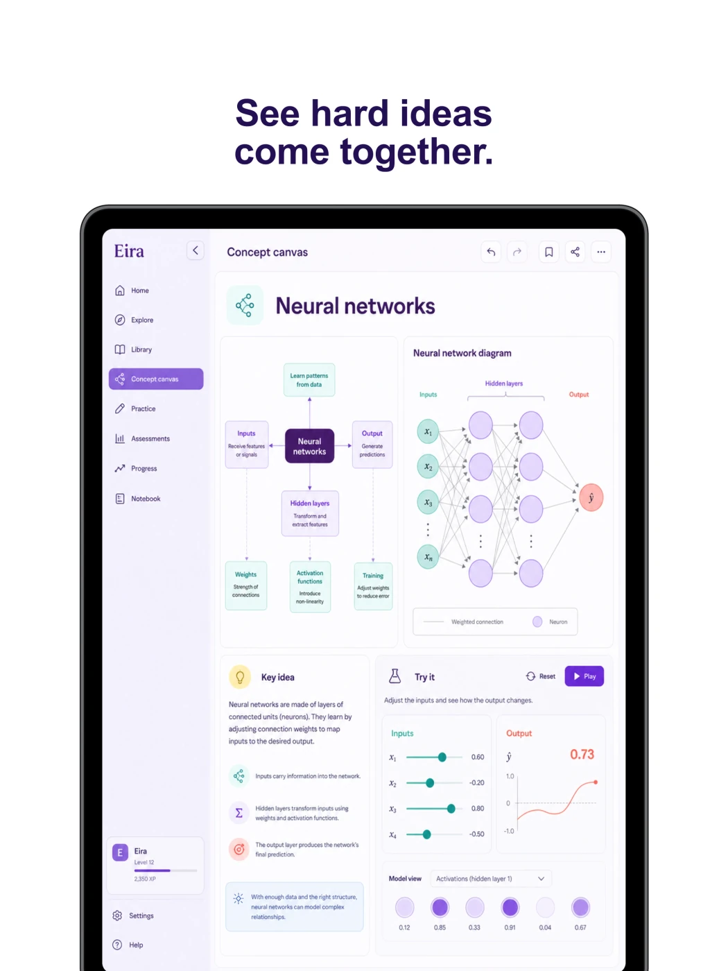 Eira tablet learning app store screen