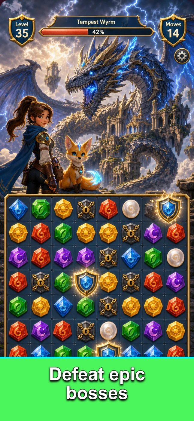GemQuest boss battle app store screen