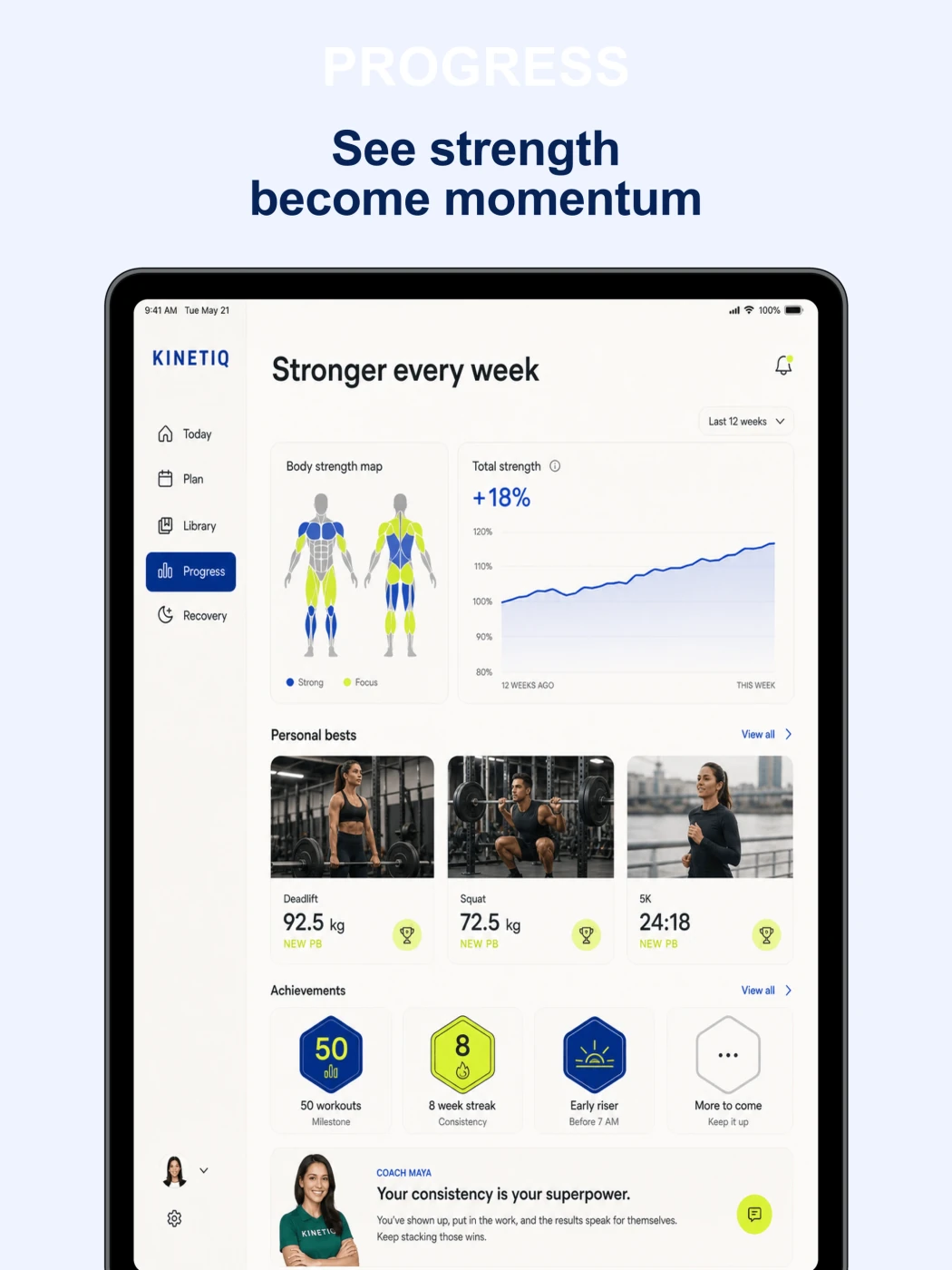 KINETIQ progress app store screen