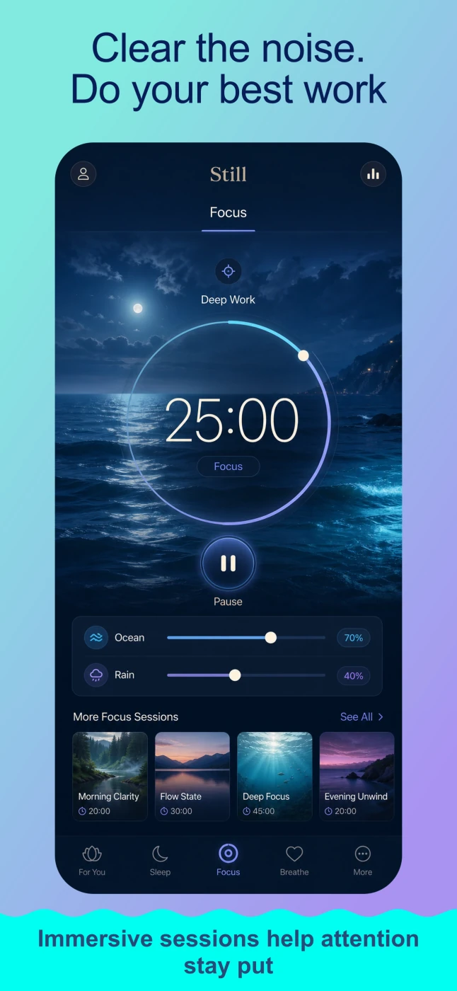 Still meditation focus app store screen