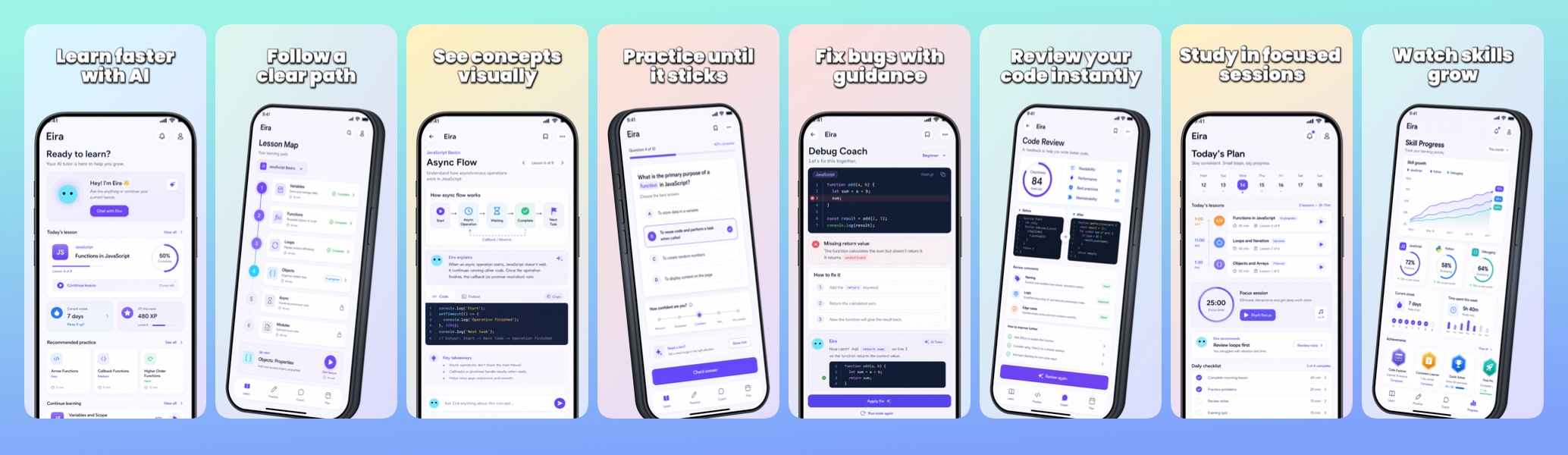 Eira AI Tutor app store screenshot set