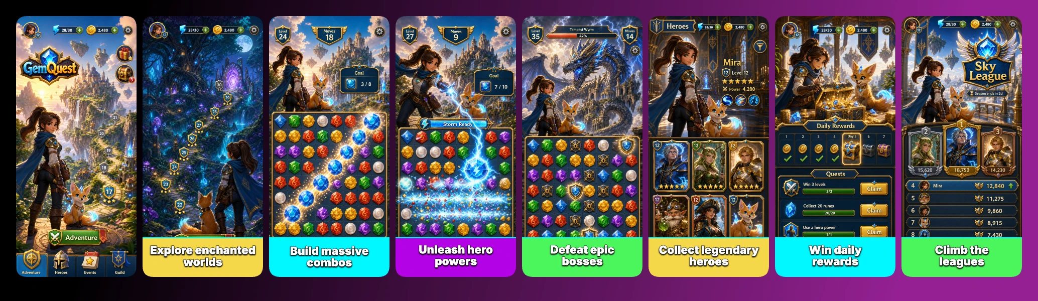 GemQuest Game screenshot template